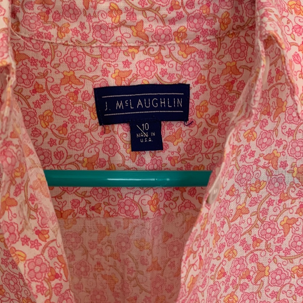 J McLaughlin linen floral 3/4 sleeve